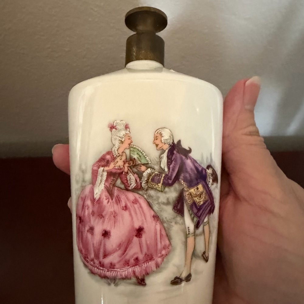 Porcelain Decorative Perfume Bottle with Pink and Purple Rococo Scene